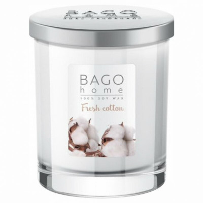 Свеча ароматическая в стекле "Свежий хлопок" BAGO home", 132 g