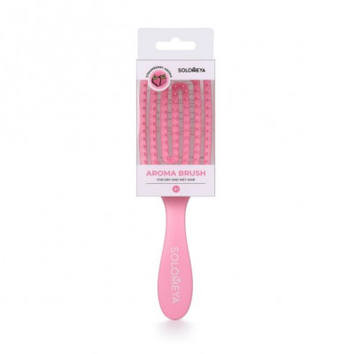 Solomeya Wet Detangler Mini Brush Rectangular Strawberry - Прямоугольная мини расческа для сухих и влажных волос  с ароматом Клубники